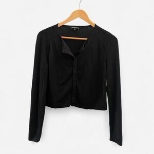 Lafayette148 New York Black long sleeve button up crop cardigan
